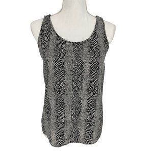 Linda Hutton top small sleeveless 100% silk snakeskin black tan